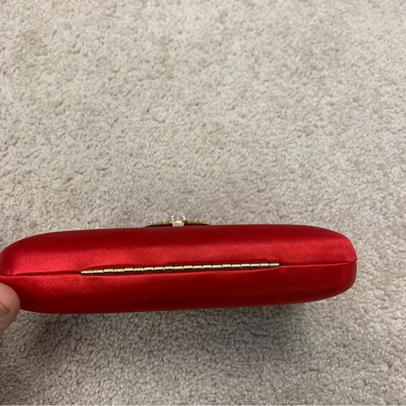 INC International Concepts Red Clutch with Silver Accent - Picture 2 of 14